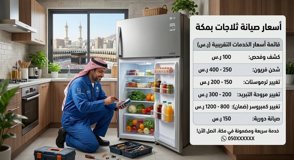 أسعار صيانة ثلاجات بمكة